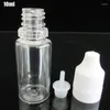 Storage Bottles 50pcs 10ml 30ml PET Empty Bottle Plastic Refillable Dropper Oil E Juice Bottlle Needle Tip Eye Drops Black /White Cover