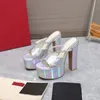 Specchio di qualità da donna Slifori Summer Fashion Shows Pompe Sandals al tallone Designer 7 Colori disponibili Piattante Slide in pelle brevetto da 155 mm Scarpe da sposa con scatola