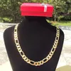 18 k Solid Gold AUTHENTIC FINISH stamped 10mm fine Figaro Chain necklac279L