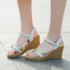 Hot Flip Flop Sandals Summer Sandal Women's Slope High Sandles Heels Fish Mouth One Button Roman Shoes Ankle Strap Wedges 240228