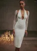 Sukienki swobodne Avrilyaan kantar bez pleców seksowna świąteczna sukienka kobiety 2024 szaty eleganckie wieczor