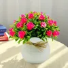 Fleurs décoratives Fleur artificielle colorée Faux plantes élégantes en pot avec 31 têtes pour la salle du bureau à domicile