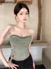 Retro sexy pittig meisje strapless cowboy bh kleine tanktop vrouwen camisole zomer mode slanke fit short wrap borst tube top240416