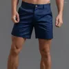 Heren shorts Men Summer Cargo Mid-Rise Button ritszakken Solid kleur rechte been Casual korte broek Streetwear