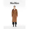 Women's Coat Cashmere Coat Designer Fashion Coat MaxMaras Womens Sheep Wool Medium Length Shawl Collar Coat Brown