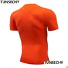 T-shirts voor heren tunsechy mode pure kleur t-shirt mannen korte mouw compressie strakke t-shirts shirt s- 4xl zomerkleding transportati dhgti