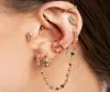 Doppio piercing a 2 fori gioielli per orecchini splendidi collegamenti a catena cz lunga cz cza piccoli orecchini a cerchio Huggie Fashion2492741