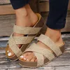 Moda Flatform Cork Sandal Yaz 2023 Kaymaz Platform tıkanıkları terlikleri dişi kalın alt açık slaytlar ayakkabı kadın 240409