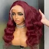 Wholesale Malaysian 10A Grade Peruvian Brazilian Wine Red Body Wave 13x4 Transparent Lace Frontal Wig 20 Inch 100% Virgin Remy Human Hair On Sale