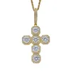 Ny stil stor stor 87mm Cross Pendant 14k Gold Plated Tarnish Free Diamond Charm Iced Chain Halsband Hiphop smycken