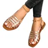 Casual Shoes Sandals Woman Summer Hollow Out Roman 2024 Gladiator Open Toe Beach Flats Footwear Plus Size 35-43