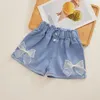 Summer Kids Short Short en denim pour filles Fashion Girl Girl Courte Jeans Jeans Enfants Pantalons Girls Shorts Flower Girls Vêtements 240418