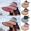 Chapeaux à bord large paille Bowknot Sun Hat Cap portable Protection UV Plage de haut vide