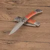 1Pcs New High Quality Pocket Folder Knife 8Cr13Mov Satin Blade Wood with Steel Handle Outdoor Camping Hiking Fishing EDC Knives