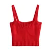 Tanks pour femmes yenkye 2024 Femmes Tan à tricot en tricot rouge