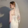 Wedding Hair Jewelry New Arrival Short Cheap White Ivory One Layer Lace Edge Appliqued Bride Veils