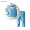 Kleidungssets Biobella Baby Boy Spring Set Gentlemen formelle Hochzeits Geburtstag 1-5 Jahre Kinder Weste Tshirt Hosen Krawattenkind Outfits