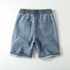 2024 zomer denim shorts pure katoenen heren trend casual trekkoord capri's losse rechte been elastische sporten