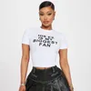 T-shirts pour femmes anjamanor slogan imprime graphique blanc noir manche courte tops street mode vêtements d'été femme 2024 d85-ag11