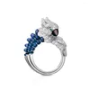 Cluster Rings 925 Silver Plated Gold Ring High Carbon Diamond Pigeon Blood Red Royal Blue/Kajia Parrot Pearl Series