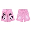 Hellstar casal algodão shorts calças curtas diariamente rosa posa solto solto solto y2k estilo de verão 240417