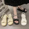 Utanför sandaler COGS Wedge Med Womens Heel Shoe Thick Suit Female Beige Platform Medium Comfy Fashion Black Comfort B 240410