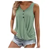 Women's T-skjortor Fashion Casual Loose Mesh Button Solid Color Sleeveless Double Layer T-shirt Top Fashionable and Simple