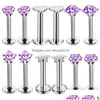 Navel Bell -knop Ringen 12g Labrret Piercing Stud Lip Ring Set Crystal Sieraden Helix Tragus Earring Kraakbeen Neus Pircing 230 DH1L7