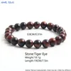 Strand Sunsll 8mm Red Tiger Eye Round Beads Bracets Trendy Stretny for Women Men Tibetan Buddha Yoga Healing Jewelry Handmade