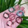 Pierścionki ślubne naturalny kryształ dla kobiet minimalistyczne małe koraliki kwarcowe kamienne gęty różowe ametysty turmalinowe regulowane pierścień elastyczne