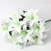 Decorative Flowers 1pc 10 Heads Lily Silk Artificial Wedding Bridal Bouquet Party Home Table Decoration Vase Fake