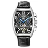 Geneva Luxus Lederband Selbstwind mechanische Männer schauen Dropshipping Day Date Skeleton Automatische Männer Uhren Geschenke Franck Muller Exquisite Black Famous Mark 9l61