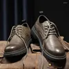 Casual Shoes Men Wed Dress Shoe Lace Up Business Oxfords Point Toe Office Formal For Man Designer Brand äkta läder