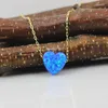 ペンダント（1PC/ロット）Blue Op05 Synthetic 10mm Opal Heart Pendant with Sterling 925 Silver Goldチェーンネックレスギフト