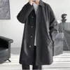 Trench masculino casacos japoneses lapela de lapela de comprimento médio de tamanho grande tamanho largo casual high street personalidade sobretudo jaquetas tops roupas masculinas