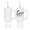 H3.0 Sublimation White Color Travel Mugs 40OZ Minimalistic Stainless Steel Double Wall Hand Cups With Metal Straws