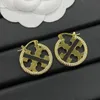 Boucles d'oreilles de cerceau de luxe classiques Gold Femmes plaquées en argent Goules d'oreille en acier inoxydable Bijoux de créateurs Boucles d'oreilles en cristal Gift Bijoux de mariage de la Saint-Valentin