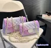 24c gradient moda damska torba na ramię skórzana klapka diamentowy złoty sprzęt metalowy cc klamra luksusowa torebka Matelasse łańcuch crossbody torebki makijażu 20 25 cm