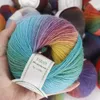 QJH 4skeins Rainbow Soft Yarn 100 wełniany gradient wielolorowy do szydełkowania dzianiny DIY DIY 240411
