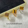 Anéis de jóias de ponta para Vancleff Womens Seiko Reprodução de prata esterlina Luxo e luxo 18k Gold rosa Platina Diamante Tiger Ring Original 11 com logotipo