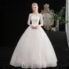 Sukienki Eleganckie szyję łodzi vestido de noiva klasyczna koronkowa suknia balowa z szaty plus size de Mariee 240403