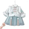 Meisje jurken babymeisjes tang pak kleding winter warm verdikt fluwelen top prinses jurk Chinese traditionele babyjaar kleding set