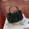 Schoudertassen eenvoudige kettingtouwhandgreep pu lederen mini crossbody met korte handgrepen voor vrouwen 2024 trend luxe mode handtas