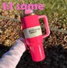 Wasserflasche US Stock Pink Flamingo Tumbr Quencher H2.0 1 1 Kopie mit 40 Unzen Flecken Stahlbecher Handdeckel und Stroh 2nd Generation Car Becher Wasserbotts J1227