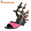 Vestido sapatos 2024 Strapper High Heels Women Wedges Sandals Performance Feminino Plataforma Sexy Party Club Flame