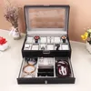 12 rutnät Watch Box Pu Leather Watch Case Holder Organizer Storage Box för kvartsklockor smycken Boxar Display Gift 240412