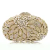 Роскошные Crystal Goldblue 5 Colors Clutch Swork Вечерние сумки сцепления с кафеткой женские сумки для вечеринки с бриллиантовыми листьями 240415