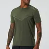 LL Męska koszulka jogi Summer Tennis Sports Short Short Sleeve Szybki suchy oddychający swobodny trening biegowy topy fitness Casual Loose TEE pasujące szorty