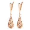 Dangle Earrings Gulkina National Style Hollow Out Out Out Aute 585 Rose Gold Color Smooth Wave Pendant Wedding花嫁細かい宝石