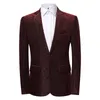 Men's Suits VAGUELETTE Solid Striped Velevt Blazer For Men Casual Wedding Party Jacket Coat Stage